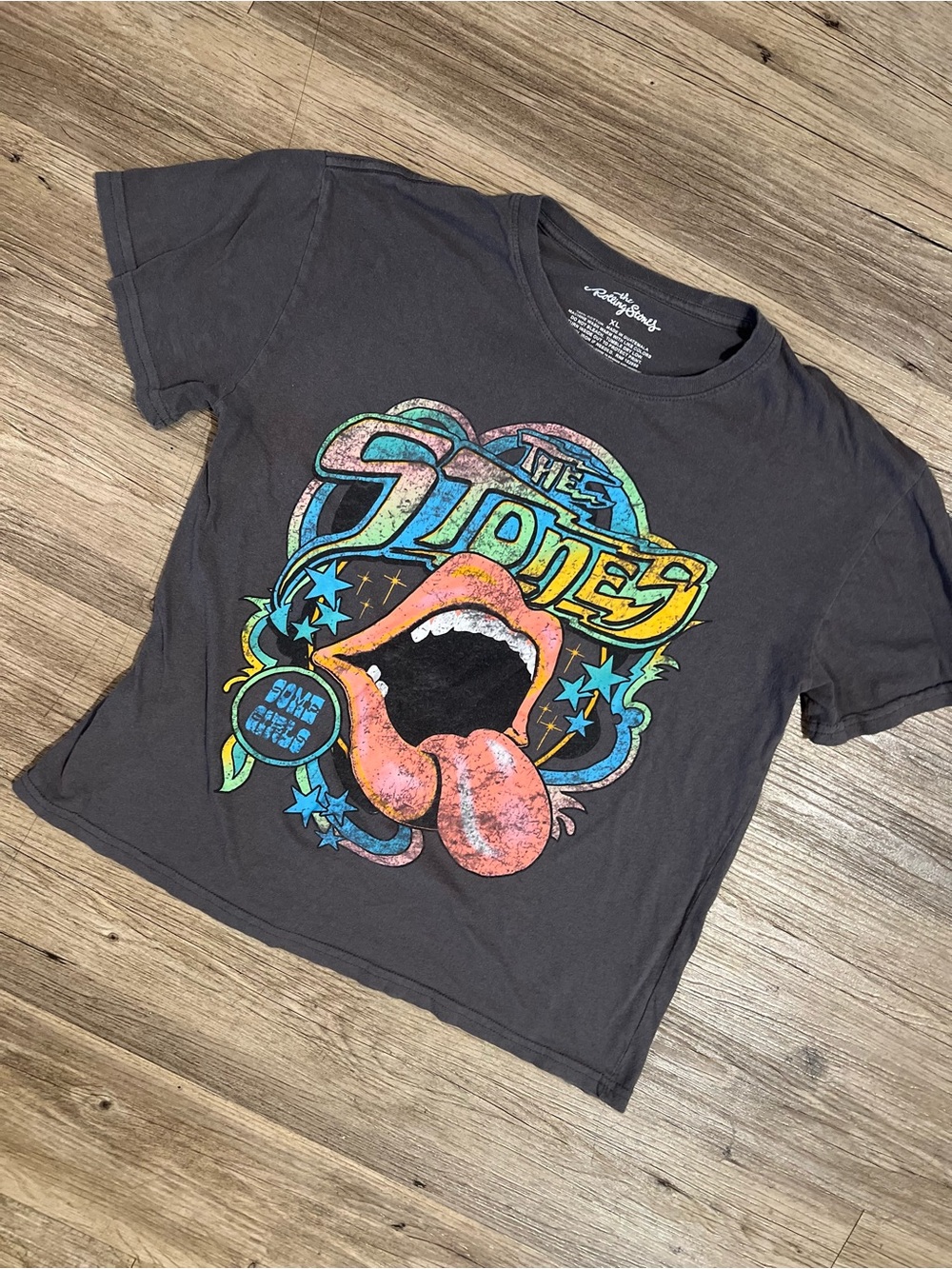 The Rolling Stones Some Girls Neon Tongue T-Shirt Black XLarge